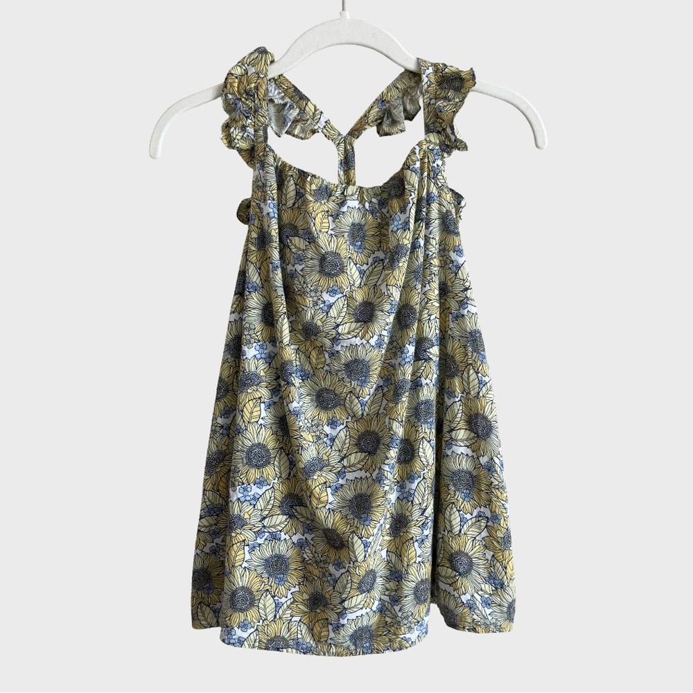 Sigrid Olsen Kids Cotton Dress Sunflower Ruffle Sleeveless Sun Dress 5T